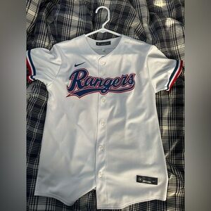 Nike Kids White and Blue Rangers Jersey